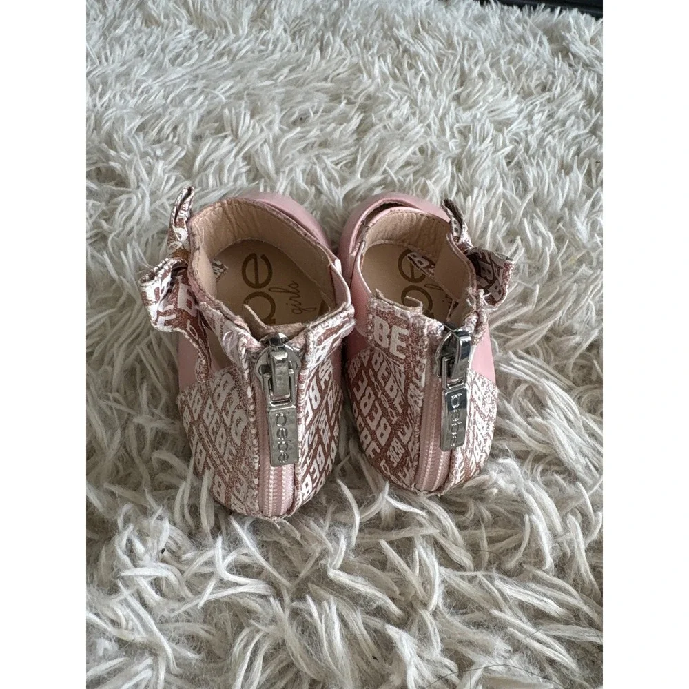 Bebe Girls Pink Ankle Strap Ballet Flats Logo Bow Dress Shoes Size 9 11841891020